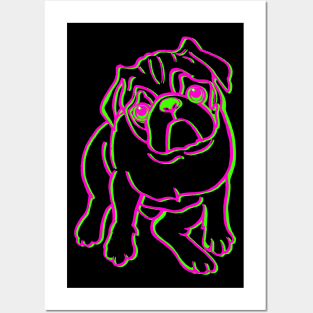 Neon Pug Deagn Posters and Art